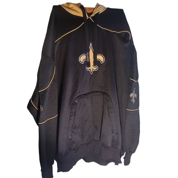 NFL Saints Hooded Pullover Sweatshirt Black & Gold Team Apparel - Picture 7 of 10